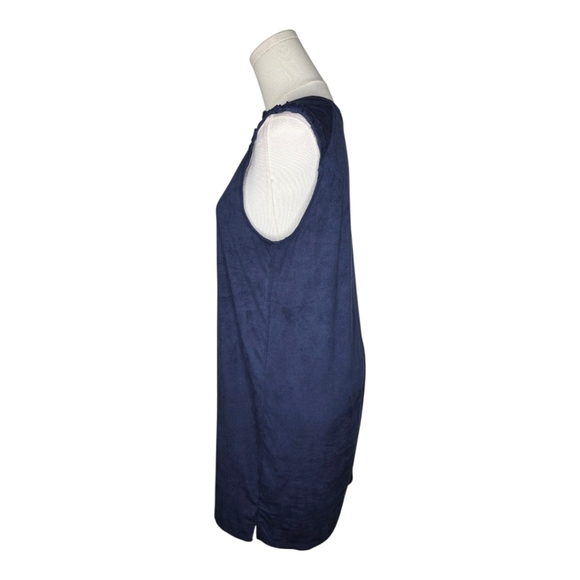 Evolution by Cyrus Navy Sleeveless Faux Suede Shift Dress Size Small - Picture 3 of 7
